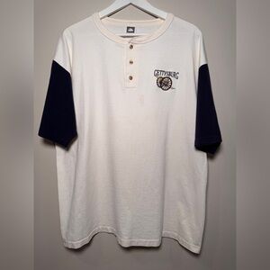 Vintage Gettysburg Henley Shirt Men’s XL | Embroidered Cannon | 90s / Y2K | Navy